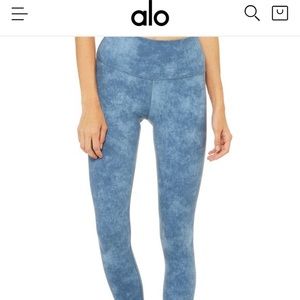 High Waist Airbrush Legging in Denim Acid Wash XS
